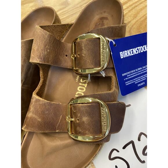 Birkenstock Arizona Birkibuc Stone Slide Sandals Women's 6 Narrow Brown S72 - Picture 2 of 5